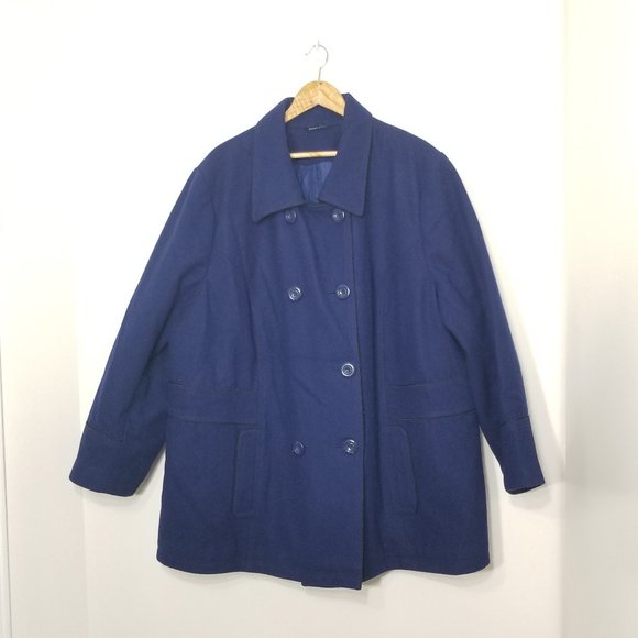 Penningtons Jackets & Blazers - Penningtons Classic Blue Double Breasted Wool Blend 90s Peacoat 4X Plus Size
